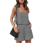 Bestgift Tank Top Gri Günlük 2 Parça Kadın Şort Set