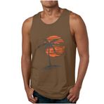 Bestgift Tank Top Kahve Üst Kolsuz Erkek Atlet