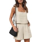 Bestgift Tank Top Kayısı Günlük 2 Parça Kadın Şort Set