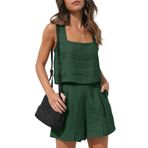 Bestgift Tank Top Koyu Yeşil Günlük 2 Parça Kadın Şort Set