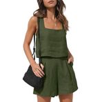 Bestgift Tank Top Ordu Yeşili Günlük 2 Parça Kadın Şort Set