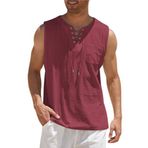 Bestgift Tank Top Şarap Kırmızıısı Bağcıklı Kısa Kollu Erkek T-shirt