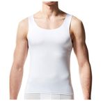 Bestgift Tank Tops Beyaz Bisiklet Yaka Erkek Spor Atlet
