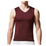 Bestgift Tank Tops Şarap Kırmızısı V Yaka Erkek Spor Atlet