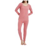 Bestgift Termal iç çamaşırı kadın takım elbise kaşmir ipek dip soğuk sonbahar ve kış besi, Karpuz kırmızısı, 4XL