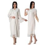 Bestin Kadın DT5045EF-86D0018319279 Ekru Dantelli Hamile Lohusa Gecelik