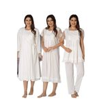 Bestin Kadın Ekru Hamile Lohusa Sabahlıklı Gecelik Ve Pijama Takım, S, CT2050EF-89C0018311649