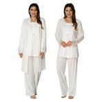 Bestin Kadın Ekru Hamile Lohusa Sabahlıklı Pijama Takım, M, CN3040EF-869DST0011037