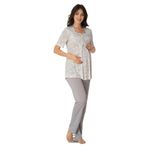 Bestin Kadın Gri Hamile Lohusa Kısa Kollu Pijama Takımı, M, DT8012EF-89D0018310583