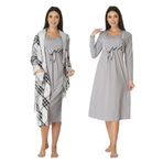Bestin Kadın Gri Hamile Lohusa Sabahlık Ve Gecelik Takım, 2XL, C8085EF-86D0018319342
