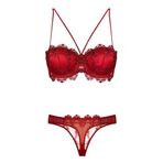 Bestin Kadın Kırmızı Dantelli Destekli Sütyen Külot Takım, 80B, C4591NT-89D0018319636