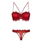 Bestin Kadın Kırmızı Dantelli Destekli Sütyen Külot Takım, 90B, C4591NT-89D0018319644
