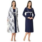 Bestin Kadın Lacivert Hamile Lohusa Sabahlık Ve Gecelik Takım, XL, CT8085EF-89C0018315474