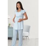 Bestin Kadın Mavi Hamile Lohusa Pijama Takımı, L, D6012EF-89D0018312117