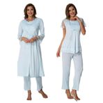 Bestin Kadın Mavi Sabahlıklı Hamile Lohusa Pijama Takımı, 2XL, DS2054EF-19804IGP252149