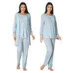 Bestin Kadın Mavi Sabahlıklı Hamile Lohusa Pijama Takımı, 2XL, DW3044EF-869DS00018310064