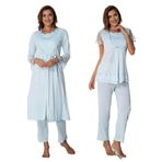 Bestin Kadın Mavi Sabahlıklı Hamile Lohusa Pijama Takımı, S, DS2054EF-869DST0018507