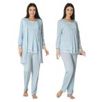 Bestin Kadın Mavi Sabahlıklı Hamile Lohusa Pijama Takımı, XL, DW3044EF-869DS00018310063