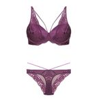 Bestin Kadın Mor Siyah Destekli Push Up Dantelli Sütyen Külot Takım, 75B, TYC00264016835-89D0018319932