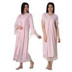 Bestin Kadın Pembe Dantelli Hamile Lohusa Sabahlıklı Gecelik Takım, S, DW5045EF-86D0018318160