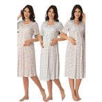 Bestin Kadın Pembe Hamile Lohusa Kısa Kollu Gecelik, L, C8013EF-86D0018320289
