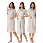 Bestin Kadın Pembe Hamile Lohusa Kısa Kollu Gecelik, XL, C8013EF-86D0018320292