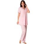 Bestin Kadın Pembe Hamile Lohusa Kısa Kollu Pijama Takımı, XL, DS8022EF-869DST0011130