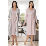 Bestin Kadın Pembe Hamile Lohusa Sabahlık Ve Gecelik Takım, S, CT8085EF-89C0018315838