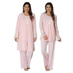 Bestin Kadın Pembe Hamile Lohusa Sabahlıklı Pijama Takım, XL, DS3040EF-869DST0011042