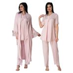Bestin Kadın Pembe Hamile Lohusa Sabahlıklı Pijama Takımı 3'lü Set, XL, DS5034EF-19804IGP254511