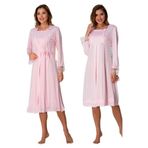 Bestin Kadın Pembe Sabahlıklı Hamile Lohusa Gecelik Takımı, M, DT2055EF-869804IGP26342
