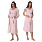 Bestin Kadın Pembe Sabahlıklı Hamile Lohusa Gecelik Takımı, XL, CT6015EF-89C0018314740