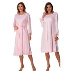 Bestin Kadın Pembe Sabahlıklı Hamile Lohusa Gecelik Takımı, XL, DT2055EF-869BST0007639