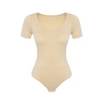 Bestin Kadın Ten Rengi Kısa Kollu Alttan Çıtçıtlı Body/Bady, L, DP1926MI-89D0018318402