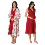 Bestin Kadın Vişne Hamile Lohusa Sabahlık Ve Gecelik Takım, L, DW8035EF-86D0018320427