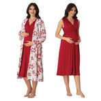 Bestin Kadın Vişne Hamile Lohusa Sabahlık Ve Gecelik Takım, S, D8035EF-86D0018319951