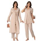 Bestin Kadın Vizon Hamile Lohusa Sabahlıklı Pijama Takımı, XL, D8024EF-869BST0004933