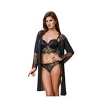 Bestin Siyah Destekli Dantelli Sütyen Külot Ve Sabahlık Üçlü Takım, 80B, SL3519NT-869SC0319701