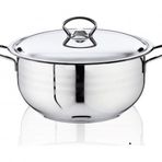 Bestinox 26x14 cm 6.75 lt Tel Kulplu Cam Kapaklı Çelik Derin Tencere