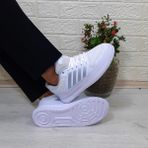 Bestof 074 Beyaz-Beyaz Sneaker Düz Taban Hafif Rahat Spor Çift Ayakkabısı
