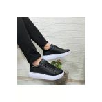 Bestof Ayakkabı Bestof 150 Siyah-Beyaz Fuspetli Sneaker Düz Taban Spor Ayakkabı