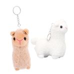 BESTonZON 2 Adet Alpaka Anahtarlık Hayvan Anahtarlık Peluş Alpaka Dolması Oyuncak Alpaka Peluş Anahtarlık Cep Telefonu Kolye Çekicilik Anahtar Tutucu Mini Peluş Süs Çanta Uğuru Kısa Peluş