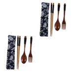 BESTonZON 2 Adet Set Çatal Kaşık Ahşap Yemek Kaşığı Ramen Yemek Çubukları Yemek Sofra Takımı Tahta Kaşıklar Ramen Kaşıkları Ahşap Sofra Takımı Gümüş Kaşık Seyahat Dış Mekan Kokteyl Polyester