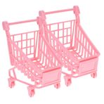 BESTonZON 2 Küçük Araba Oyuncaklar Organizatör Sepeti Mini Alışveriş Çeşitli Eşyalar Mini Depolama Sepeti Arabası Oyuncak Sepeti Oyuncaklar Market Sepeti Oyuncağı Mini Marka Pembe Ütü