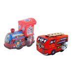 BESTonZON 2 saat teneke oyuncak çocuk oyuncak playmobile kurmalı oyuncaklar le toy van oyuncak araba saat mekanizması tren oyuncakları rüzgar gülü tren kurmalı oyuncak demir kırmızı