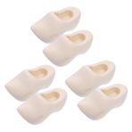 BESTonZON Minyatür Ahşap Bebek Ayakkabıları 3 Çift Mini Parmak Ayakkabı Boş Bitmemiş Tahta Ayakkabılar Bebek Rol Oyunu Koleksiyonu Için Hollandalı Hollanda Ayakkabıları (3Cm)