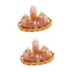 BESTonZON Süs 2 Takım Mini Aksesuarları Oyuncak Bebek Evi Mini Parfüm Doğum Günü Hediyesi Çocuklar Küçük Tepsisi Altın Küçük Süsü Banyo Aksesuarları Pembe Minyatür Parfüm Tabağı
