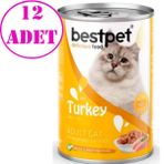 Bestpet Hindi Etli 12x400 gr Yetişkin Kedi Konservesi