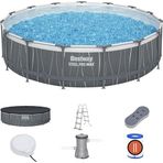 Bestway ® 561gd Steel Pro Max™ Led Işıklandırmalı Prefabrik Yer Üstü Çember Havuz Seti 4,57 M X 1,07