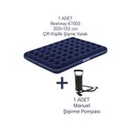 Bestway 67003 203x152 Çift Kişilik Şişme Yatak Pompalı Lacivert